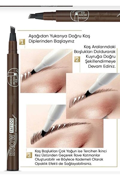 SEVRU Kaş Kalemi Doğal Görünüm 4 Uçlu Naturel Kaş Boyası Kalıcı Likit Akmayan Mutluluk No 3 Koyu Kahve