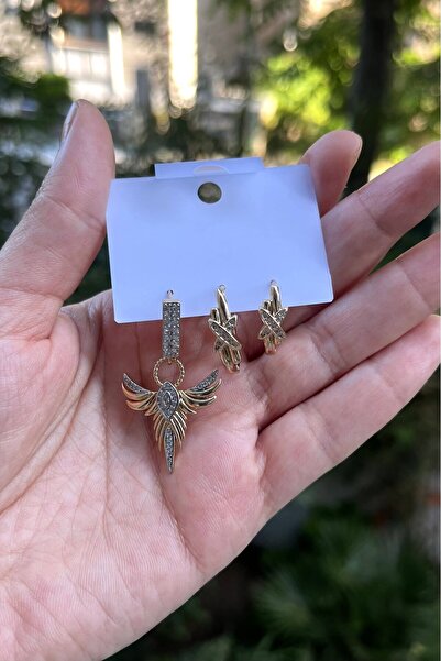 Petalia Anka Kuşu Üçlü Küpe Seti