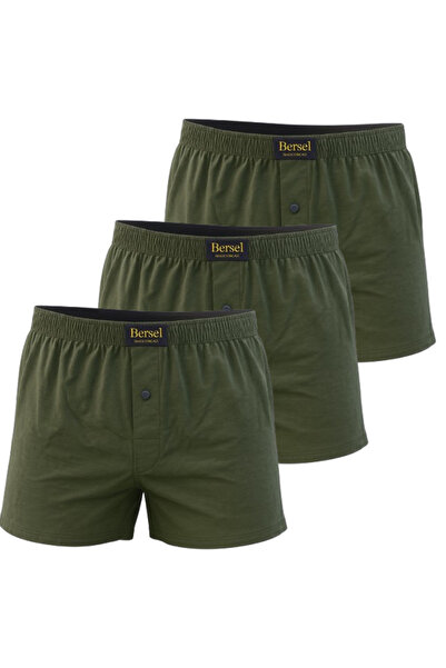 Bersel 3 bucăți boxer lungi pentru bărbați, cu croială confortabilă, verde Ar...