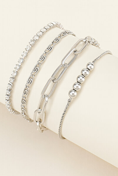 monalisatoka Kadın Gümüş Espanzer 4lü Bileklik Seti