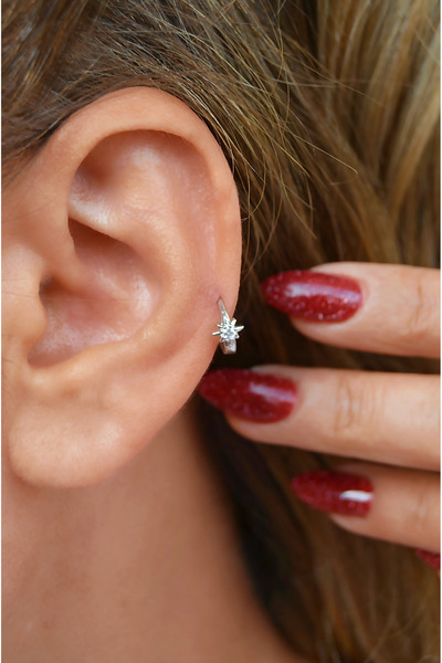 Sacce Scarves&Accessories Kutup Yıldızı Halka Piercing Forward Helix Tragus Daith Helix Gümüş Renk