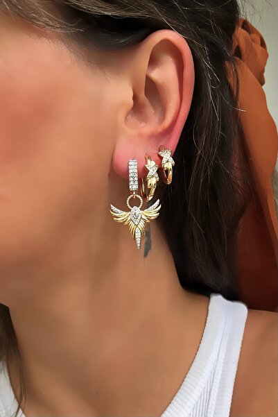 Petalia Anka Kuşu Üçlü Küpe Seti