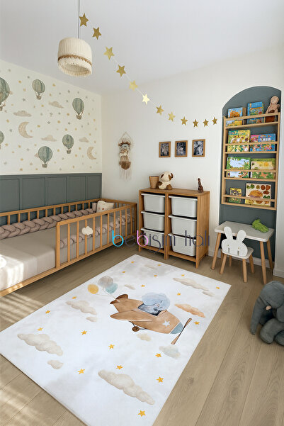 Bebişim Halı Sevimli Fil Bulutlu Bambu Çocuk Odası Halısı