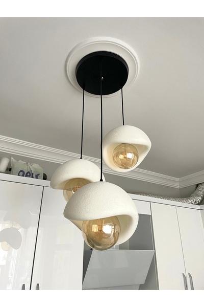 DREAM MODE 3'lü Modern Sarkıt Avize – Beton Doku, Şık Tasarım Oturma odası- Salon (RUSTİK AMPUL HEDİYELİ)