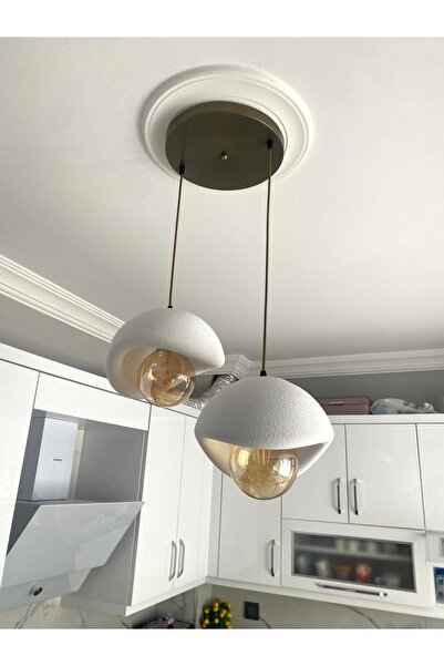 DREAM MODE Beton Görünümlü Modern Şık İskandinav Tarz 2 Başlı Avize (25cm) (A...