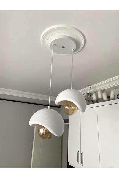 DREAM MODE Beton Görünümlü Modern Şık İskandinav Tarz 2 Başlı Avize (25cm) (AMPUL DAHİL DEĞİLDİR) NESTVİBE