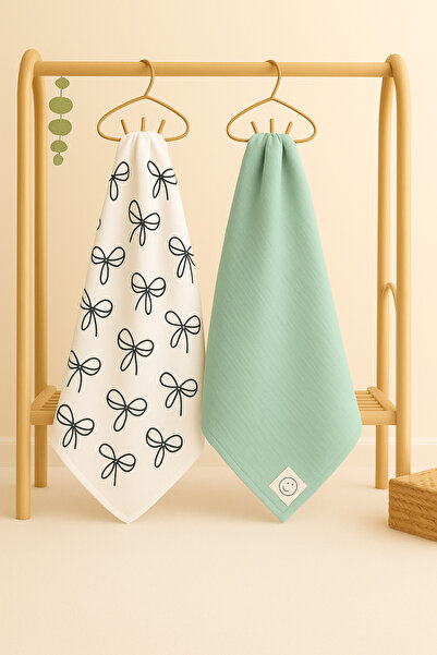 enes baby مجموعة من قطعتين من أغطية الموسلين ذات الطبقة المزدوجة متعددة الأغر...