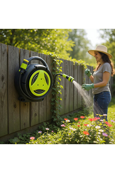 B&D B&D Portable Garden Hose Reel, 12 Metres GREEN