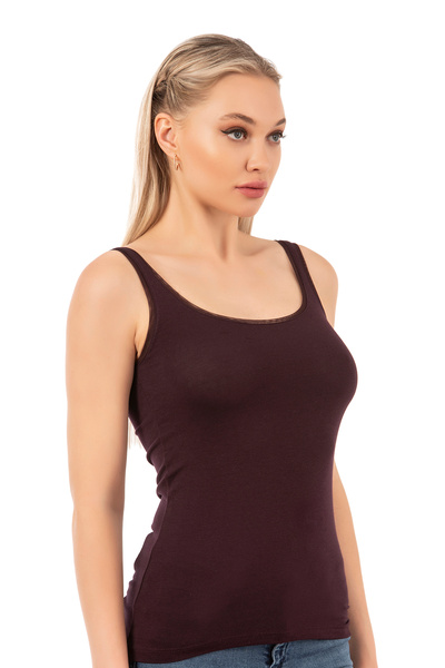 ÖZKAN underwear Özkan 25493 Women's Premium Fabric Modal Cotton Lycra Tulle Ribbed Thick Straps Undershirt