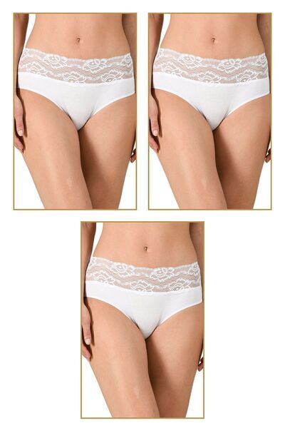 ÖZKAN underwear Özkan 25595 3 Pack Women's Modal Cotton Lace Bato Panties