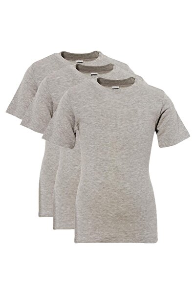 ÖZKAN underwear Boy's Undershirt T-Shirt - Pack of 3, 100% Cotton, Flexible and Comfortable Half Sleeve, Closed Neck