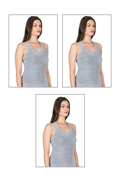 ÖZKAN underwear Özkan 7416 3-Pack Women's Cotton Combed Lycra Single Jersey Flexible Comfortable Thick Straps Cross Back Sports