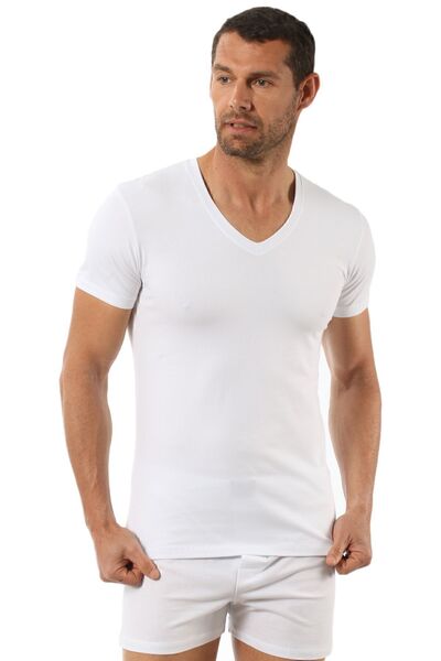 ÖZKAN underwear Özkan 0273 Men's V-Neck Half Sleeve Cotton T-Shirt Undershirt
