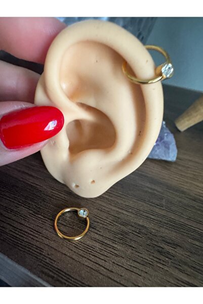 Bylin %100 Cerrahi Çelik Gold Helix Halka Piercing- Halka Çapı 10 Mm - 1 Adet