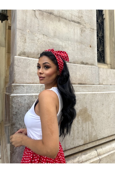 KÜÇÜĞÜM BUTİK Red Polka Dot Tie Detailed Bandana