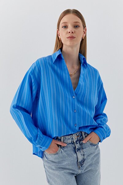 MARKALİSTE Viskon Gömlek Mavi