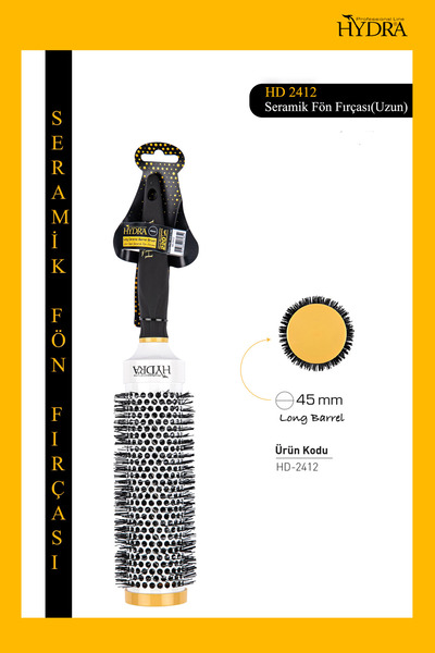 Hydra Professional Line Κεραμική βούρτσα φουσκώματος με μακριά λαβή Hd-2412