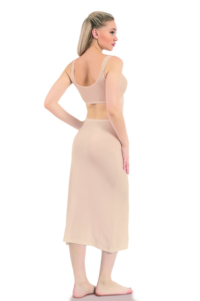 ÖZKAN underwear Özkan 26975 2'li Πακέτο Γυναικείο ύφασμα βισκόζης Μαύρο δέρμα Φόρεμα μακριά φούστα κάτω από το γόνατο Φόδρα κάτω φούστα Kombinezo