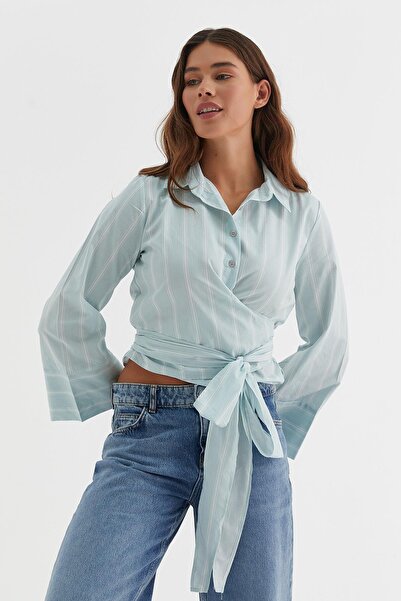 MARKALİSTE Πουκάμισο με πράσινο ριγέ μέση