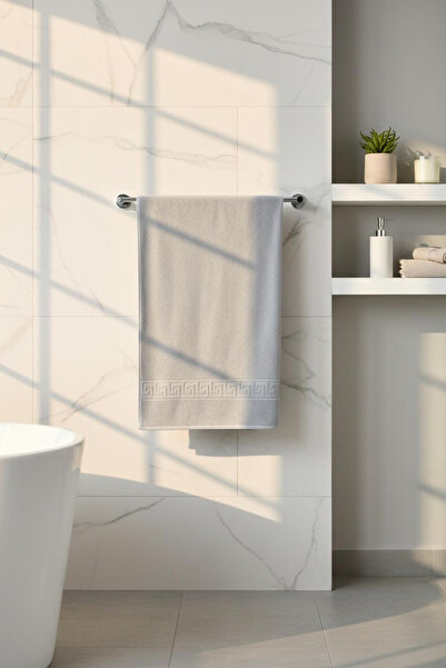 Anılsan Набір з 4 сірих грецьких рушників, 100% бавовна - 2 рушники для рук 50x90 і 2 рушники для ванної 70x140