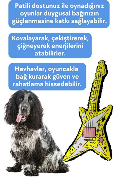 Havhav Peluş Gitar Köpek Oyuncağı Vikvik Sesli Özel Tasarım Köpek Aktivite Oyuncağı