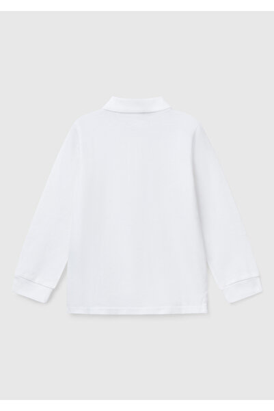 United Colors of Benetton Λευκό λογότυπο για αγόρι πόλο μπλουζάκι