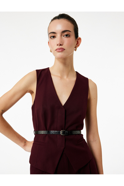 Koton Double Breasted Belt Detailed Blazer Vest