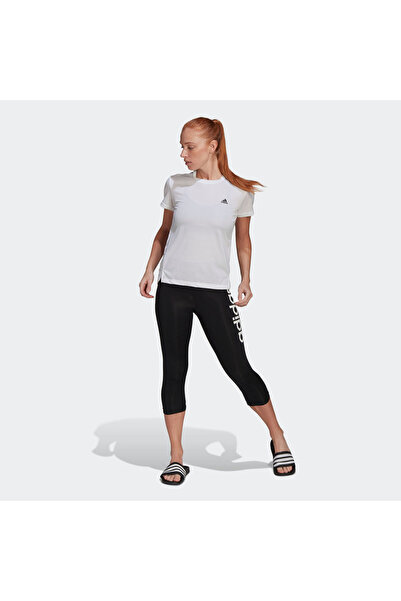 adidas Γυναικείο λευκό μπλουζάκι AEROREADY Designed 2 Move με 3 ρίγες (GL3812)