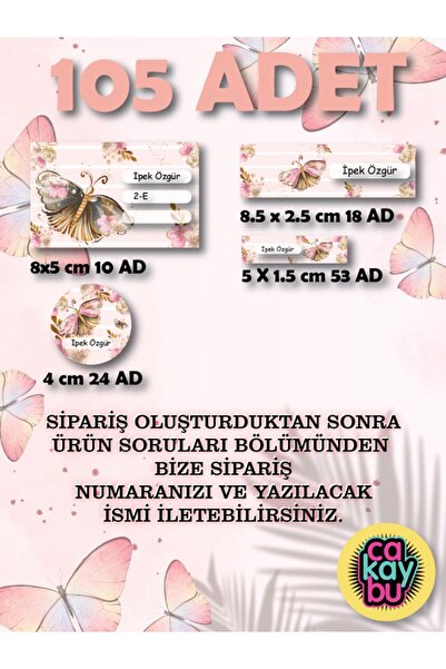 cakaybu Set de autocolante pentru școală cu fluturi 105 bucăți