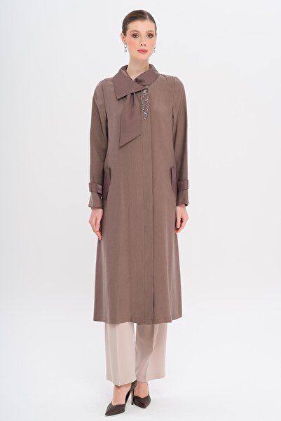 Olcay Handkerchief Collar Narrow Detailed Unlined Modal Cap Brown 6750