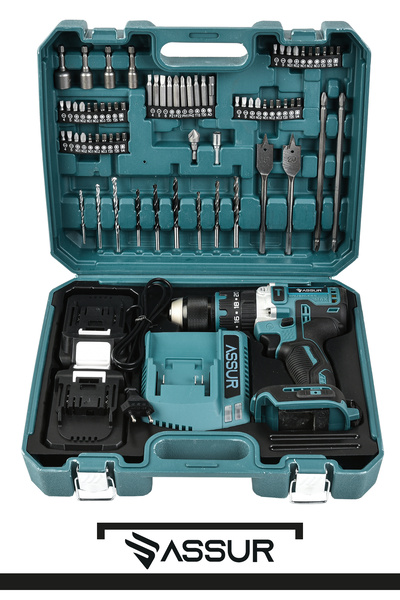 ASSUR 21v Çift Akülü Vidalama Çelik Mandren Kömürsüz Motor Darbeli Şarjlı Matkap