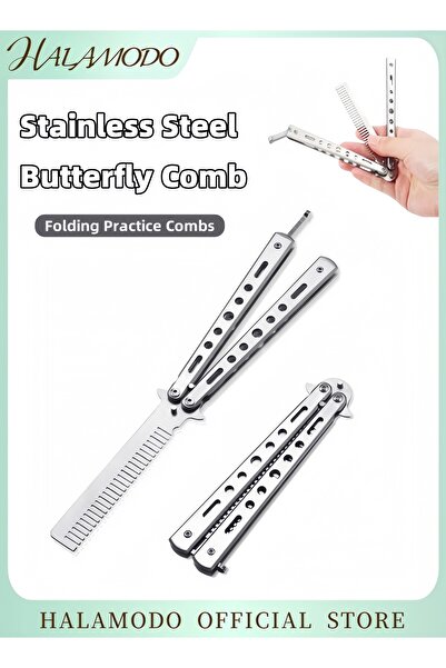 HALAMODO مشط سكين محمول على شكل فراشة