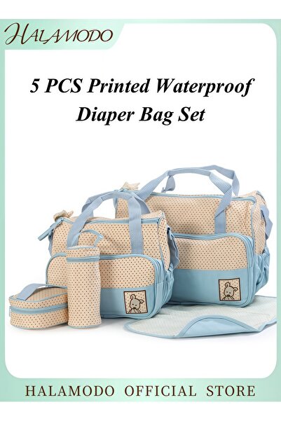 HALAMODO مجموعة من 5 قطع من حقائب تخزين حفاضات الأطفال متعددة الوظائف وخفيفة ...