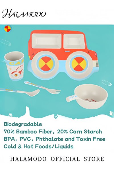 HALAMODO 5-Piece Car Shaped Dinnerware Set