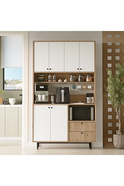 Yurupa Latte Serisi Kahve Köşesi Çok Amaçlı Dolap Mutfak Dolabı Sepet-Beyaz L...