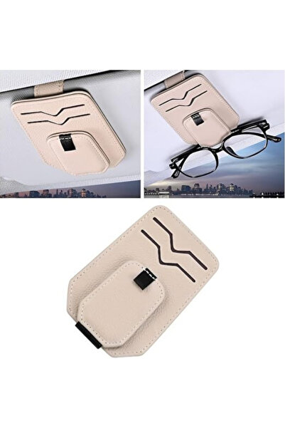 Midkan نظارات مغناطيسية جلدية وحامل بطاقات باللون الأسود للسيارة - مشبك منظم ...