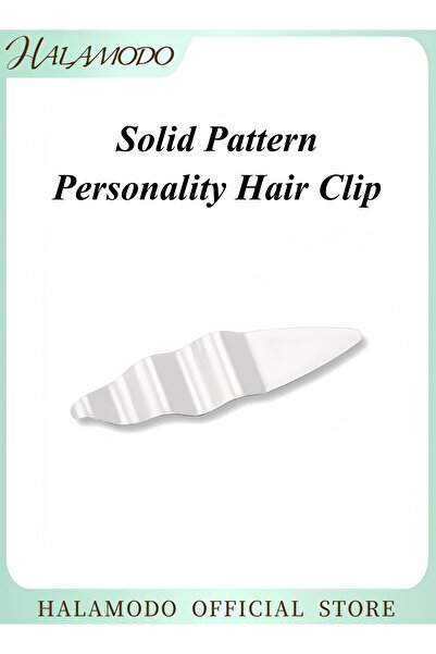 HALAMODO Solid Pattern Personality Hair Clip Silver One Size