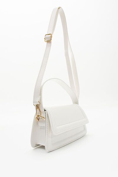 NBİBAGS Geantă de mână, de braț și de umăr pentru femei Moi White, cu design elegant, cu curea reglabilă, L:10 E:21 L:7 cm