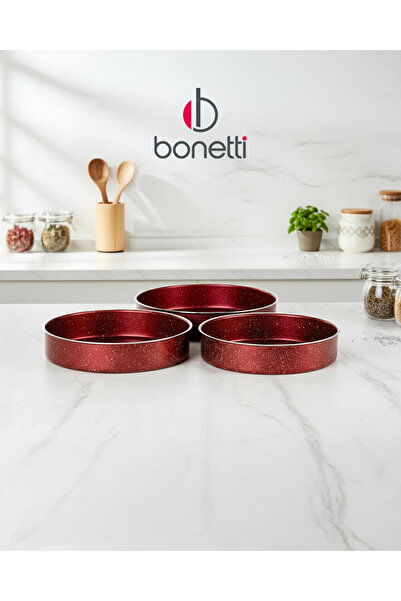 Bonetti 3'lü Granit Fırın Tepsisi Seti | 28, 30, 32 cm | Yapışmaz Yüzey