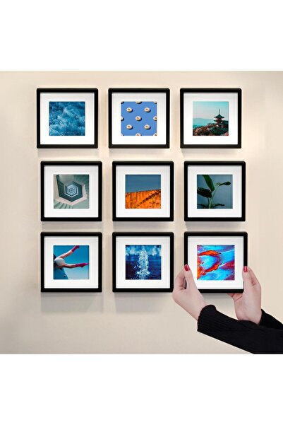 Nobbystar Yapışkanlı Sök-Tak Paspartulu Siyah14x14cm POLA Kare Fotoğraf Çerçevesi - 9'lu Paket