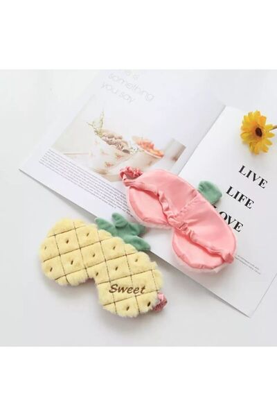 Genel Markalar Ananas Tasarımlı Peluş Uyku Maskesi Göz Bandı Uyku Bandı