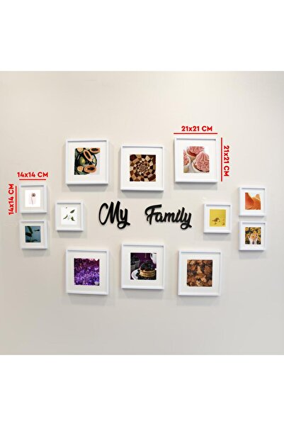 Nobbystar My Family 12 Pack - White Square Photo Frame with Writing and Adhesive