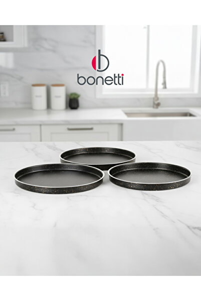 Bonetti Granit Pizza Tepsisi Seti 3'lü | 28, 30, 32 cm | Yapışmaz Yüzey
