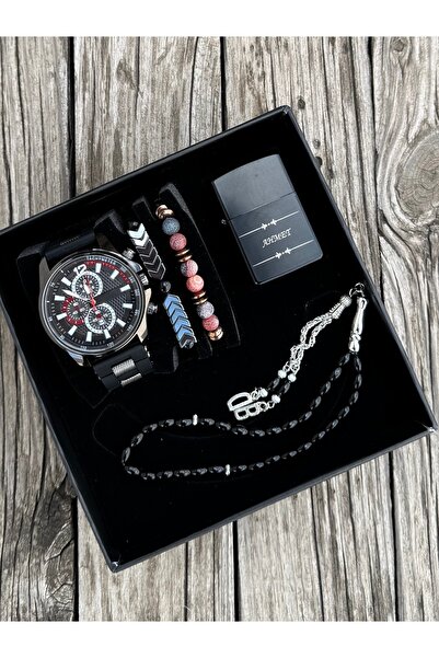 DEEPWELL Erkek Kol Saati Çakmak Tesbih Bileklik Seti Yen10
