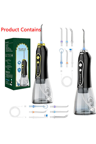 Youtrico 2 قطعة، مجموعة عائلية، جهاز تنظيف الأسنان بالماء، فرشاة أسنان، تنظيف...