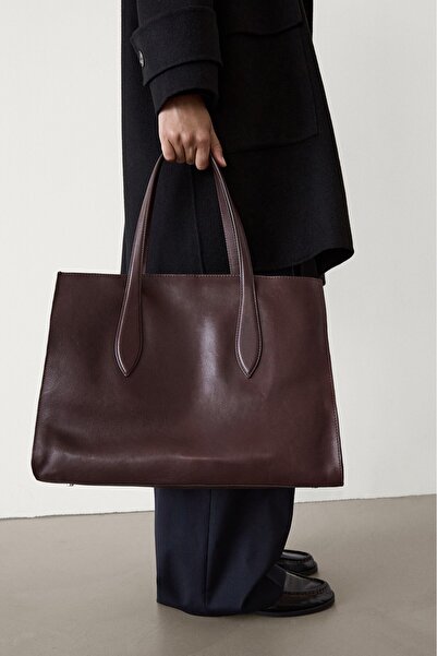 Massimo Dutti Napa deri büyük tote çanta