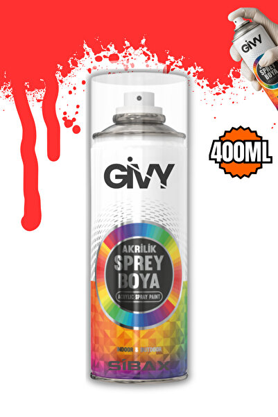 GİVY Akrilik Sprey Boya Floresan Kırmızı 400 ml
