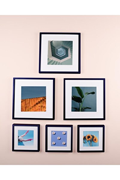 Nobbystar Black Square Photo Frame with Adhesive Removable Mat - Pack of 6