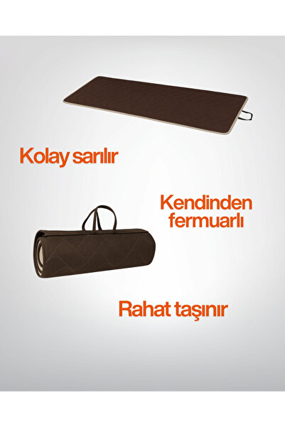 zishtekstil Kahverengi Taşınabilir Katlanır Yatak Karavan Kamp Yatağı Otel Misafir Anne Yanı Yer Yatağı 5cm