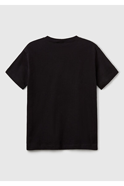 United Colors of Benetton Μπλουζάκι με στάμπα μαύρο σλόγκαν για αγόρι